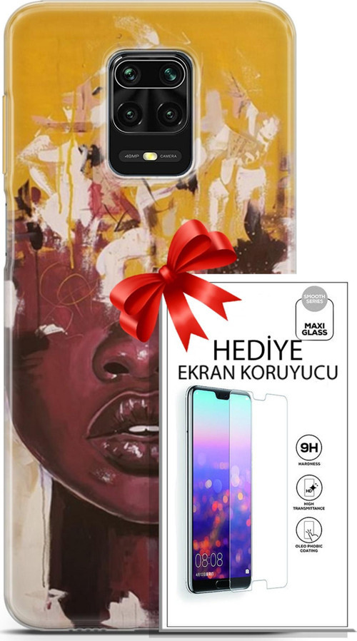 Xiaomi Redmi Note 9S Kılıf Orijinal Seri Soul 23 Sarı Kahverengi Telefon Kabı Ve Ekran Koruyucu