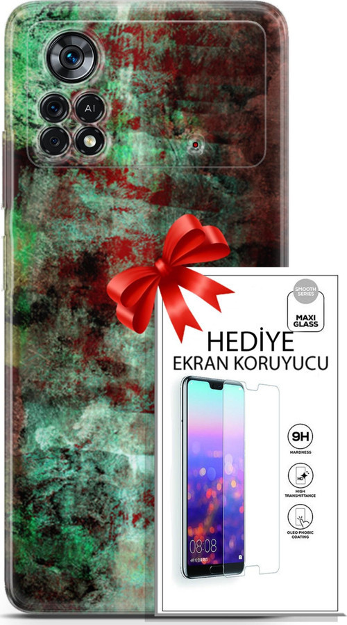 Xiaomi Poco X4 Pro 5G Kılıf Orijinal Seri Nature 10 Su Yeşili Full Hd Kılıf + Ekran Koruyucu