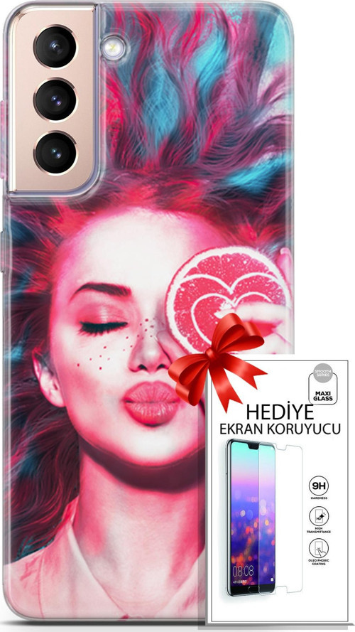 Samsung Galaxy S21 Plus Kılıf Orijinal Seri Algorand 08 Greyfurt Baskılı Kılıf + Ekran Koruyucu