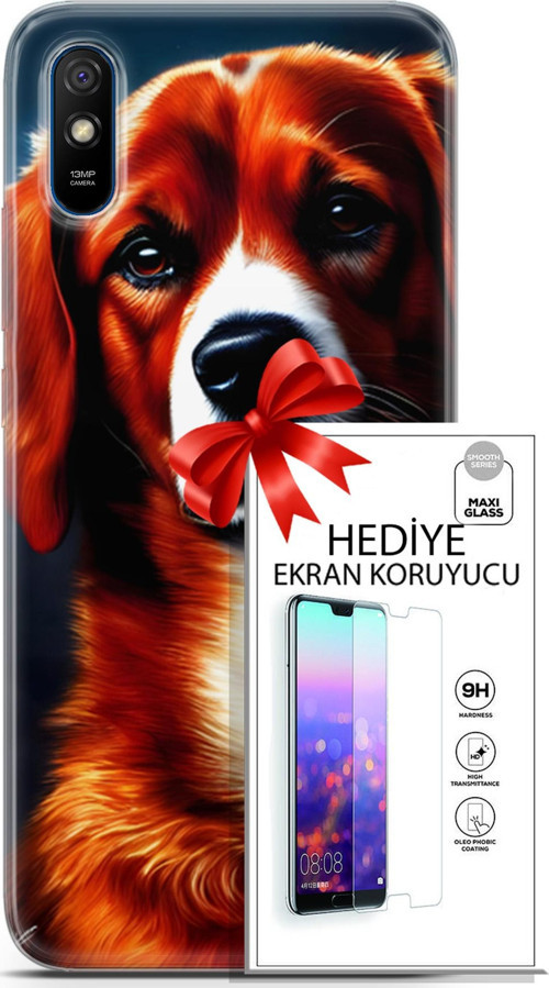 Xiaomi Redmi 9A Kılıf Orijinal Seri Dogs 21 Spaniel Darbe Önleyici Kapak + Ön Ekran Koruyucu