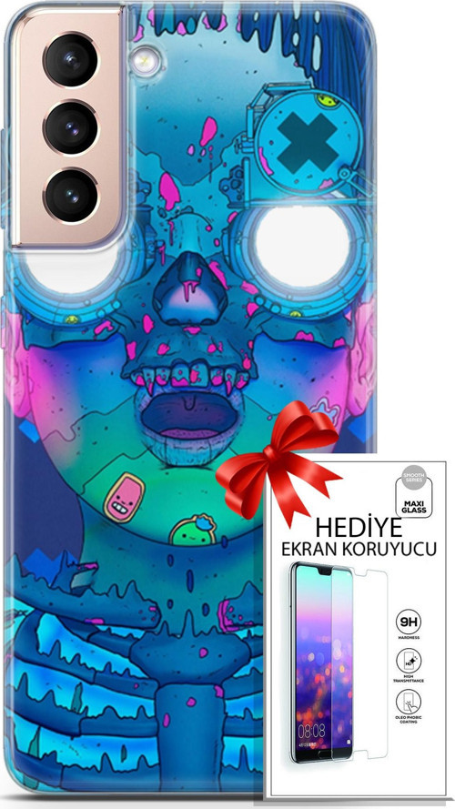 Samsung Galaxy S21 Plus Kılıf Orijinal Seri Algorand 14 Robotika Cover Kılıf + Ön Ekran Koruyucu