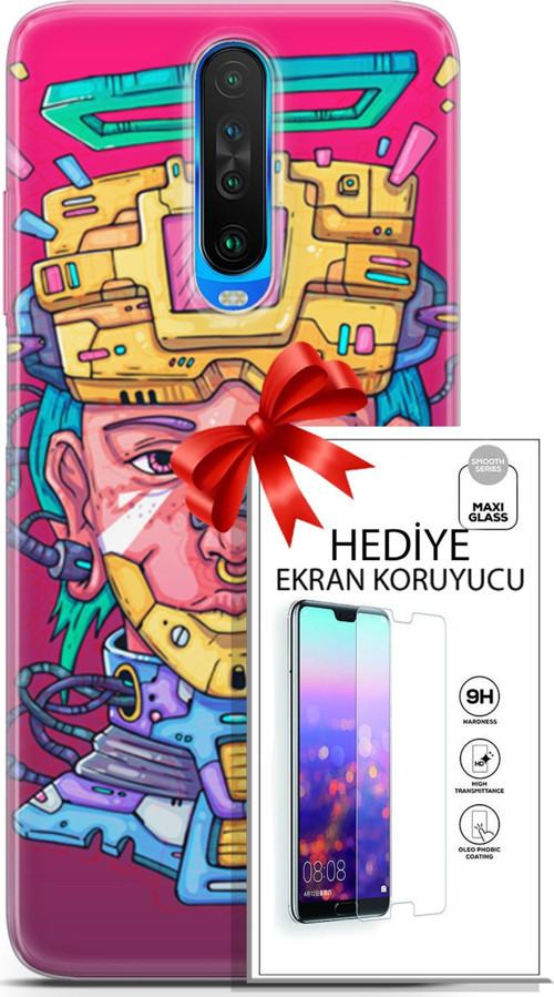 Xiaomi Redmi K30 Kılıf Orijinal Seri Punky 02 Robotica Kapak Ve Ekran Koruyucu
