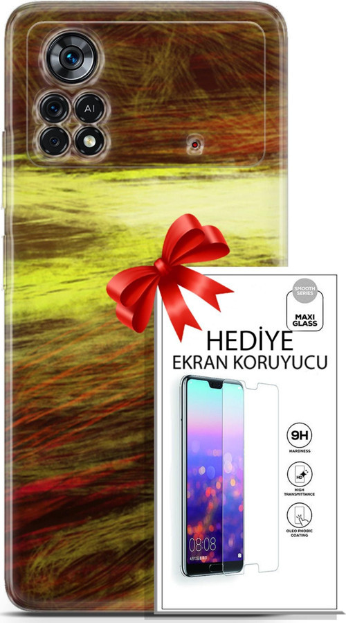 Xiaomi Poco X4 Pro 5G Kılıf Orijinal Seri Nature 23 Sarı Turuncu Telefon Kabı Ve Ekran Koruyucu