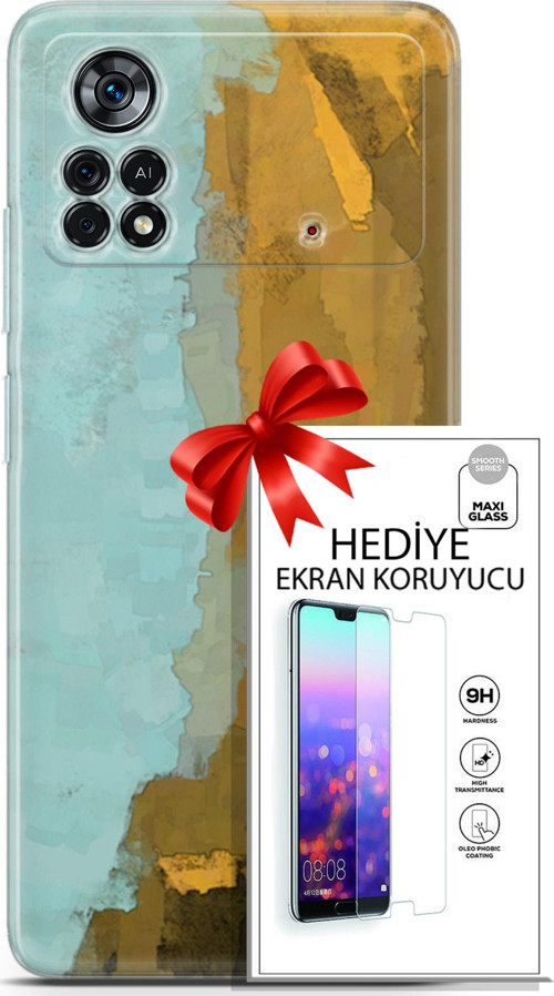 Xiaomi Poco X4 Pro 5G Kılıf Orijinal Seri Nature 25 Su Yeşili Soyulmayan Kılıf + Ekran Koruyucu Full