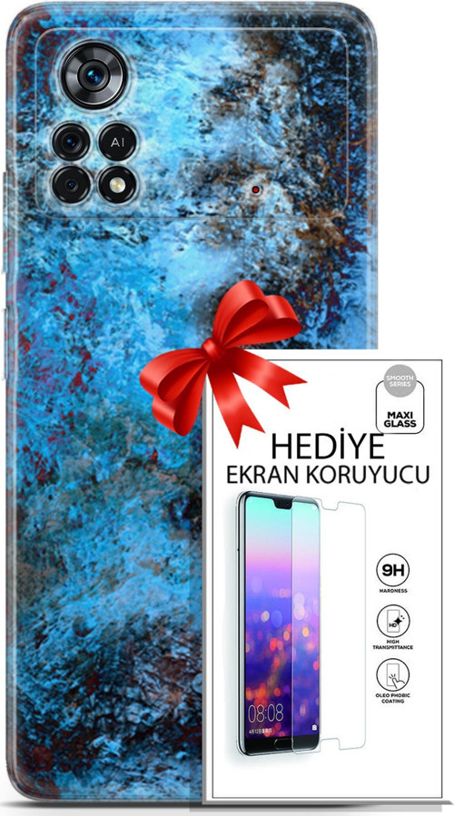 Xiaomi Poco X4 Pro 5G Kılıf Orijinal Seri Nature 27 Rengarenk Lazer Kesim Silikon Ekran Koruyucu