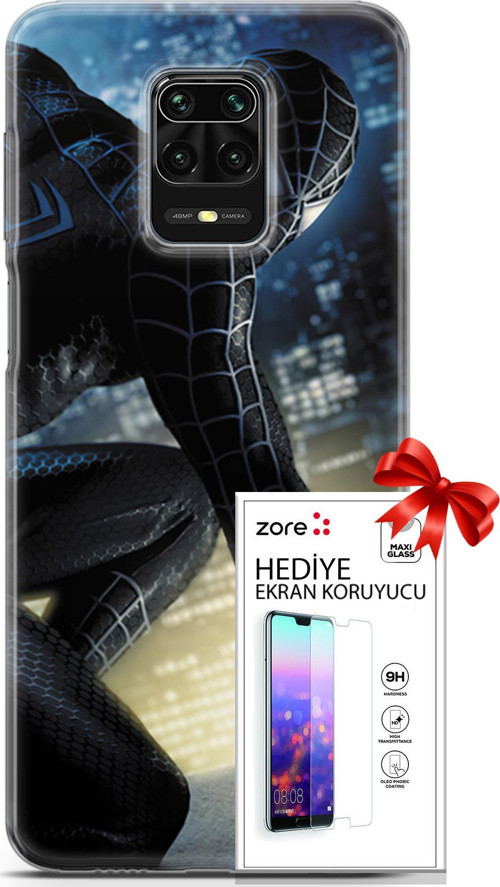 Xiaomi Redmi Note 9S Kılıf Orijinal Seri Supers 21 Spider Man Duvar Kağıdı Darbe Önleyici Kapak + Ekran Koruyucu