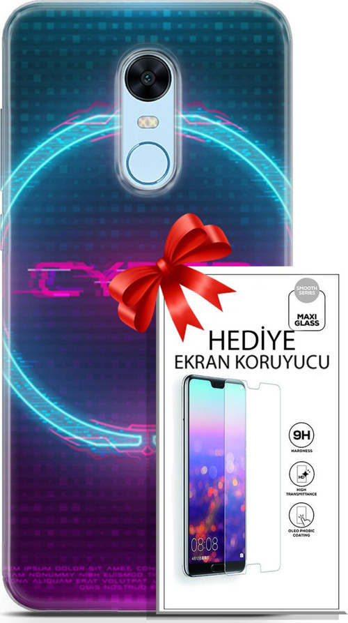 Xiaomi Redmi 5 Plus Kılıf Orijinal Seri Cyberpunk 09 Cyber Logo Uv Kılıf Ve Ekran Koruyucu