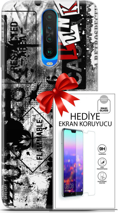 Xiaomi Redmi K30 Kılıf Orijinal Seri Punky 26 Retrospective Soft Kapak + Ekran Koruyucu