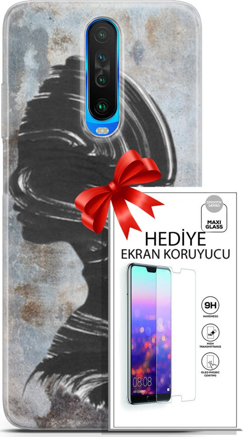 Xiaomi Redmi K30 Kılıf Orijinal Seri Soul 18 Silüet Parlak Kılıf + Ekran Koruyucu Full Korumaketi