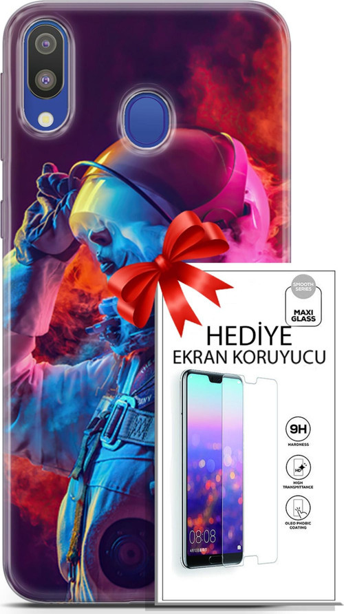 Samsung Galaxy M20 Kılıf Orijinal Seri Neo 18 Spider Man Noir Parlak Kılıf + Ekran Koruyucu Full Koruma