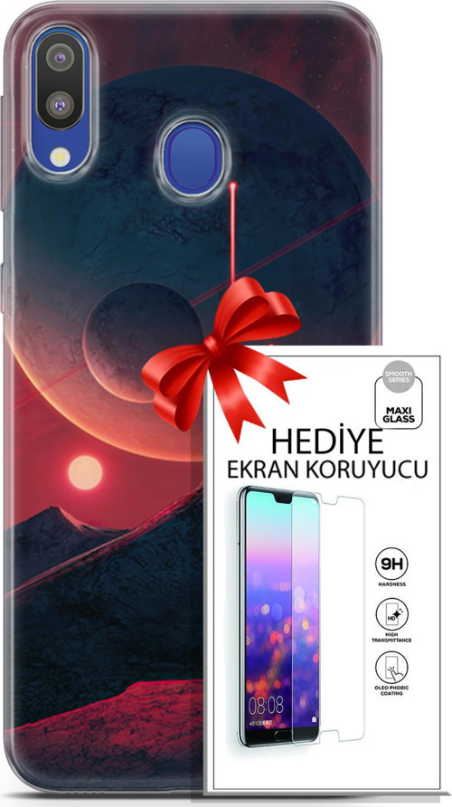 Samsung Galaxy M20 Kılıf Orijinal Seri Neo 19 Iron Man Tam Koruma Kılıf + Ekran Koruyucu