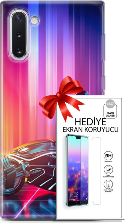 Samsung Galaxy Note 10 Kılıf Orijinal Seri Cyberpunk 08 Punk Motorsiklet Baskılı Kılıf + Ekran Koruyucu