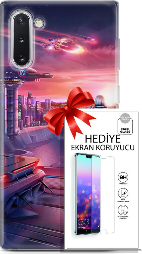 Samsung Galaxy Note 10 Kılıf Orijinal Seri Cyberpunk 13 Dünya Dışı Case Kapak Ekran Koruyucu