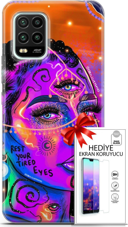 Xiaomi Mi 10 Lite 5G Kılıf Orijinal Seri Cardano 04 Rest Your Tired Silikon Kılıf + Ekran Koruyucu F