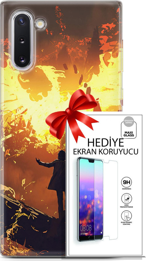 Samsung Galaxy Note 10 Kılıf Orijinal Seri Neo 13 Mor Panter Fortnite Case Kapak Ekran Koruyucu