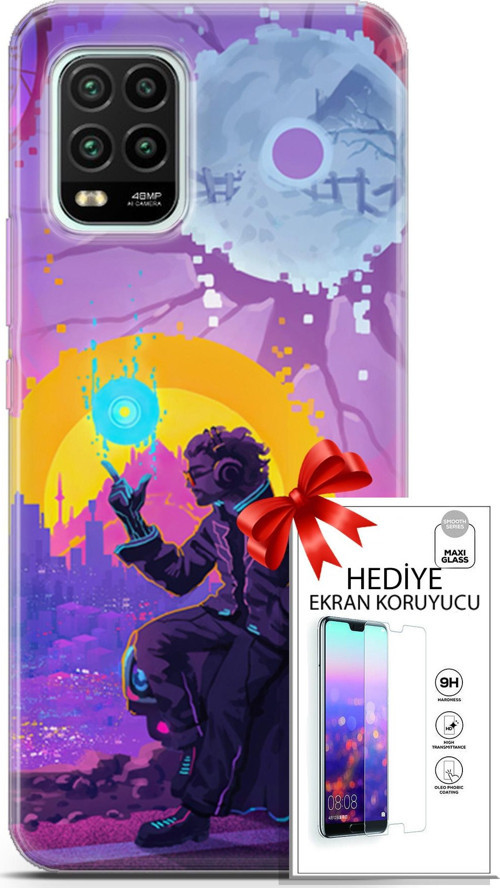 Xiaomi Mi 10 Lite 5G Kılıf Orijinal Seri Cardano 25 Araba Soyulmayan Kılıf + Ekran Koruyucu Full Koruma