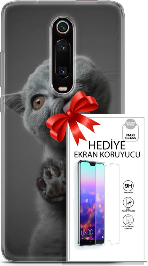 Xiaomi Mi 9T Kılıf Orijinal Seri Scotish-British 09 Yavru Kedi Uv Kılıf Ve Ekran Koruyucu