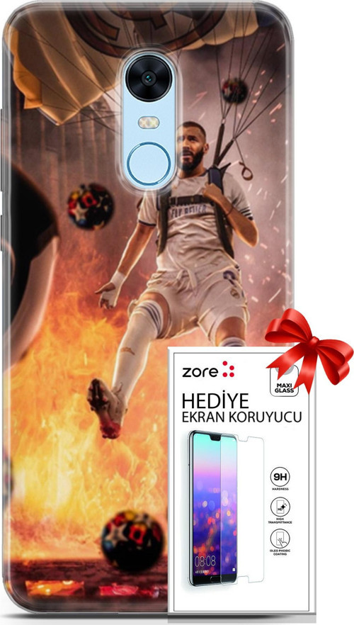 Xiaomi Redmi 5 Plus Kılıf Orijinal Seri Supers 03 Karim Benzema Real Madrid Arka Kapak + Ekran Koruyucu