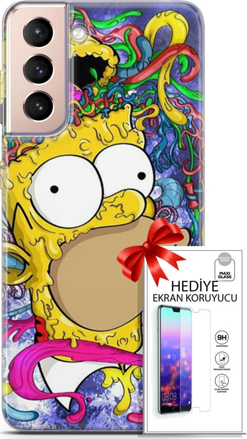Samsung Galaxy S21 Plus Kılıf Orijinal Seri Bounce 04 Millie King Silikon Kılıf + Ekran Koruyucu Ful