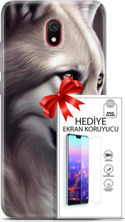 Xiaomi Redmi 8A Kılıf Orijinal Seri Dogs 01 Yakışıklı Kurt Telefon Kılıfı + Ekran Koruyucu