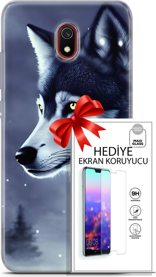 Xiaomi Redmi 8A Kılıf Orijinal Seri Dogs 06 Yalnız Kurt Koruyucu Kapak Ekran Koruyucu