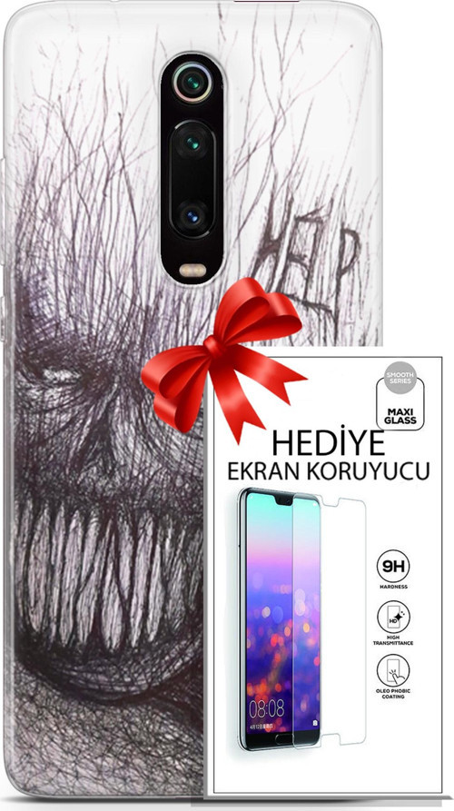 Xiaomi Mi 9T Kılıf Orijinal Seri Soul 29 Şeytan Leke Tutmaz Kapak + Ekran Koruyucu