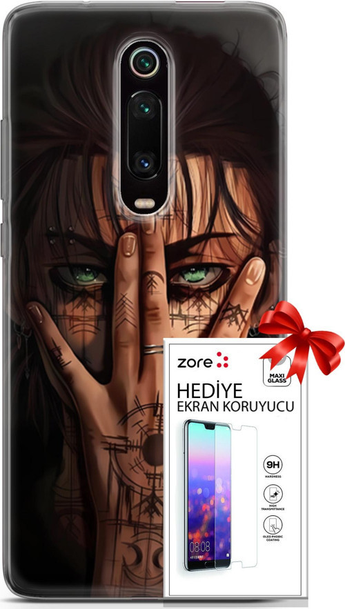 Xiaomi Mi 9T Kılıf Orijinal Seri Supers 22 Eren Yeager Kap + Ekran Koruyucu