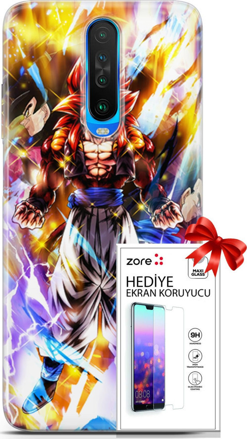 Xiaomi Redmi K30 Kılıf Orijinal Seri Supers 24 Goku Wallpaper Darbe Emici Kılıf + Ekran Koruyucu