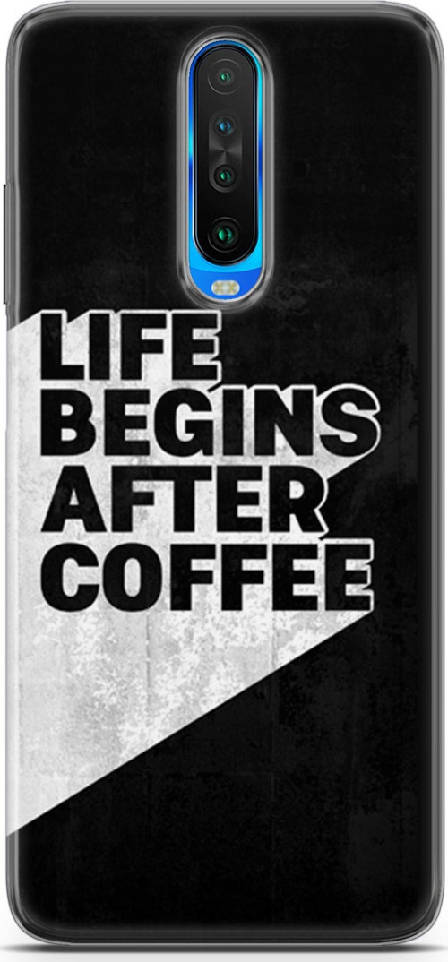 Xiaomi Redmi K30 Kılıf Orijinal Seri Typo 02 Life Begins After Coffee Kapak