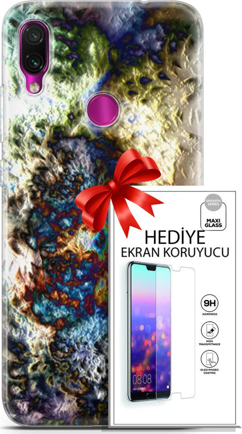 Xiaomi Redmi Note 7 Kılıf Orijinal Seri Nature 13 Volkanik Case Kapak Ekran Koruyucu