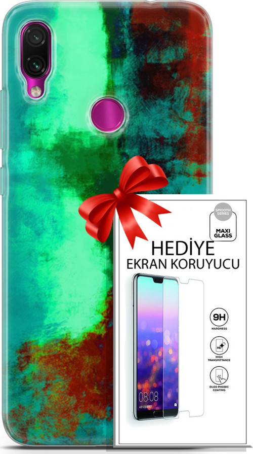 Xiaomi Redmi Note 7 Kılıf Orijinal Seri Nature 20 Yeşil Kahve Renkli Kılıf Ekran Koruyucu