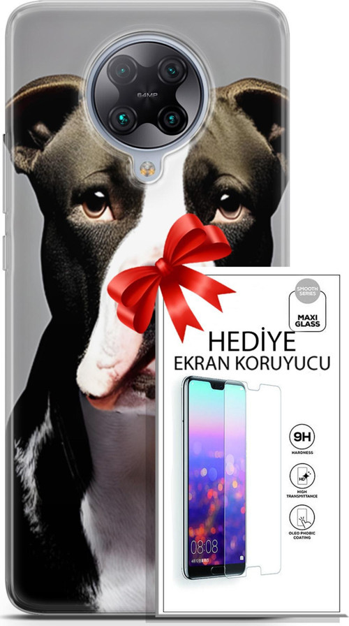 Xiaomi Poco F2 Pro Kılıf Orijinal Seri Dogs 24 American Pitbull Darbe Emici Kılıf + Ekran Koruyucu