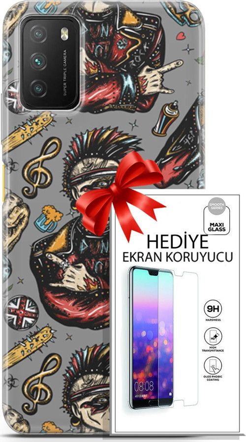 Xiaomi Poco M3 Kılıf Orijinal Seri Punky 24 Heavy Metal Darbe Emici Kılıf + Ekran Koruyucu