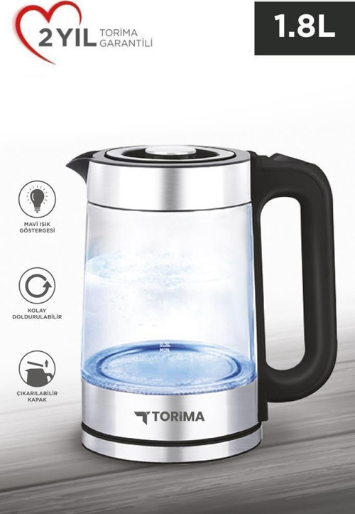 TY-083-18X29A Cam Ledli Kettle 1500W 1.8L Su Isıtıcı