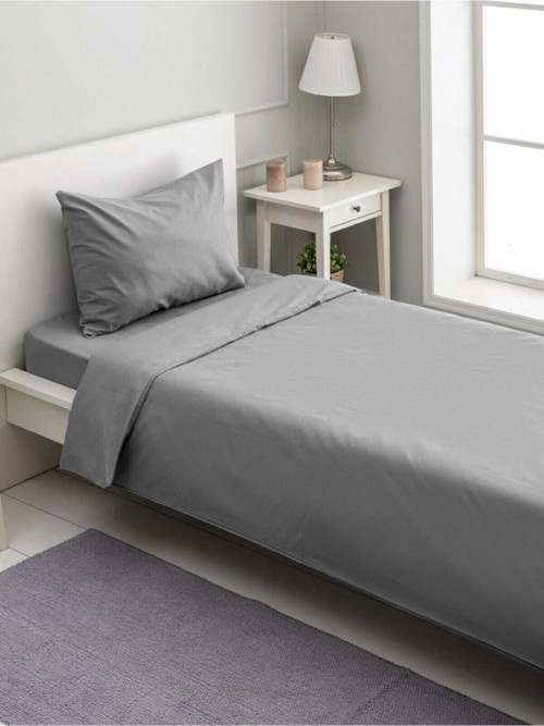 Çift Kişilik Lastikli Gri Çarşaf Seti - 160X200