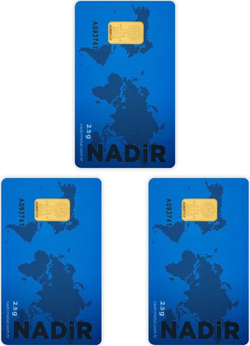 RimaGold 3 Adet 2.5 gr 24 Ayar NadirGold Gram Altın