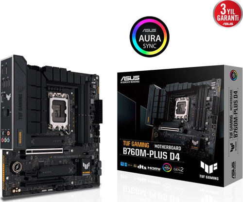 Tuf Gamıng B760m-plus Wıfı D4 4xddr4 Hdmı/dp 3xm.2 Glan/wıfı6/bt 1700p (12.gen 13.gen) Anakart