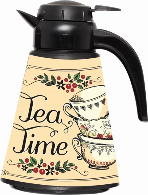 1,2 lt Desenli Konik Termos-Kahverengi Tea Time