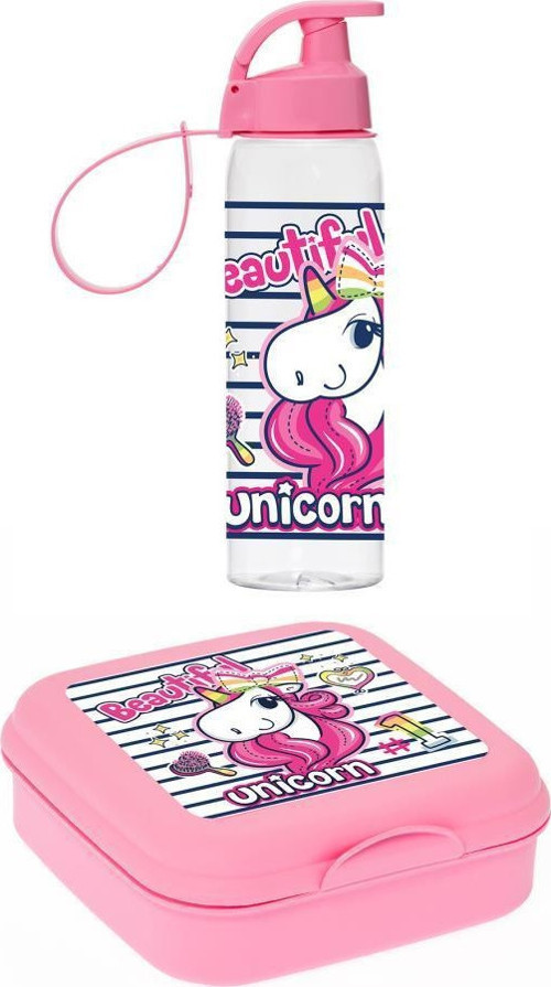 Unicorn Desen Matara ve Sandviç Box