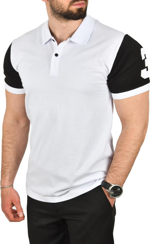 Erkek Beyaz Dar Kesim Pamuklu Polo Yaka Tişört Slim Fit Nefes Alan Kıvrılmaz Polo Yaka Tişört 2503022