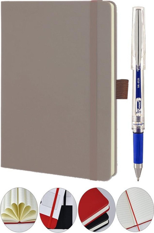 Tarihsiz Ajanda Çizgili Sert Kapak Lastikli 13x21 cm ve Pilot Kalem Seti 1 Paket Not Defteri Çizgili Kalem Tutuculu