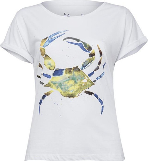 Yeşil Yengeç Beyaz Kadın T-Shirt-S