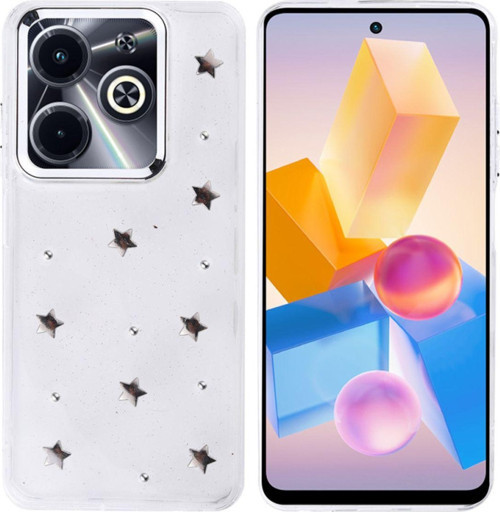 İnfinix Hot 40İ (X6528B) Kılıf Airbag Tasarımlı Simli Desenli Şeffaf Kutup Kapak