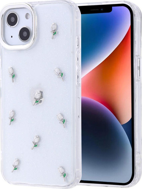 Apple İphone 14 Uyumlu Kılıf Airbag Tasarımlı Simli Desenli Şeffaf Kutup Kapak