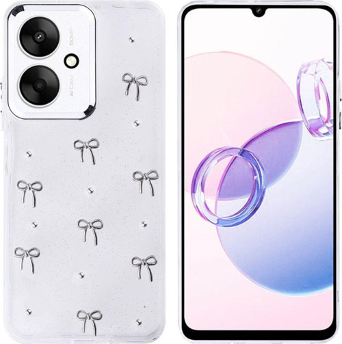 Xiaomi Redmi 13C Uyumlu Kılıf Airbag Tasarımlı Simli Desenli Şeffaf Kutup Kapak