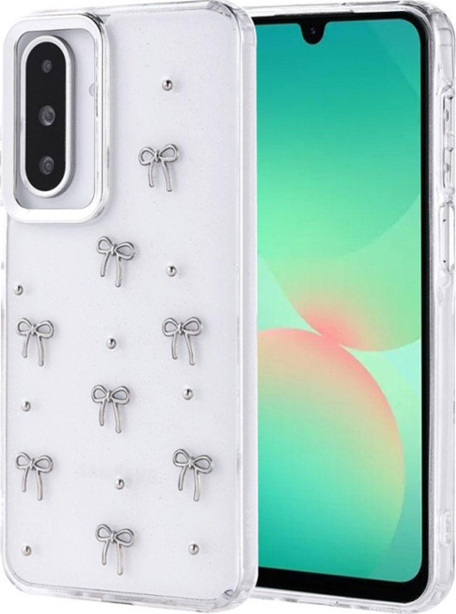 Galaxy A26 Kılıf Airbag Tasarımlı Simli Desenli Şeffaf Kutup Kapak