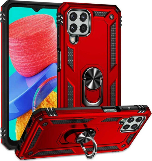 Samsung Galaxy M33 Kılıf Vega Yüzüklü Standlı Tank Zırh Kapak + Ekran Koruma
