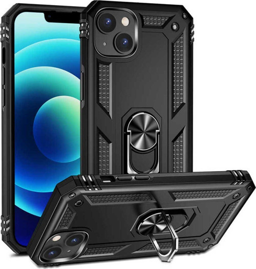 Apple İphone 15 Kılıf Vega Yüzüklü Standlı Tank Zırh Kapak + Ekran Koruma
