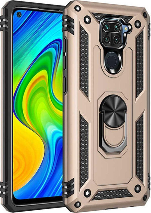 Xiaomi Redmi Note 9 Kılıf Vega Yüzüklü Standlı Tank Zırh Kapak + Ekran Koruma