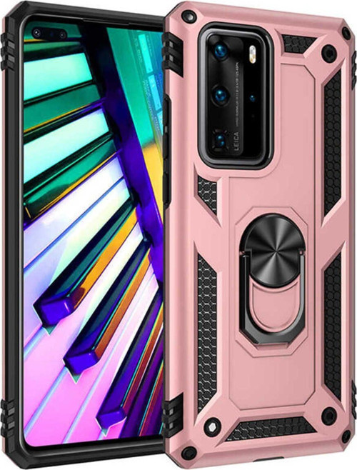 Huawei P40 Pro Kılıf Vega Yüzüklü Standlı Tank Zırh Kapak + Ekran Koruma